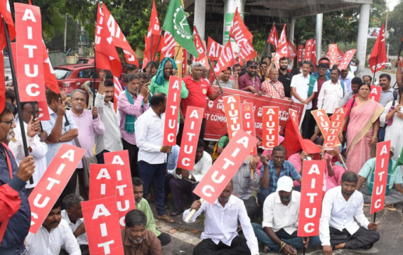 Trade Unions Stage Massive Protest in Hyderabad Against Centre's Labour Policies